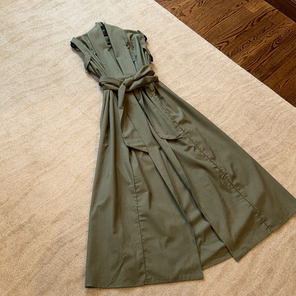 COMMENSE Cotton‎ & Linen Belted Sleeveless Open Front Long Dress - Picture 13 of 17